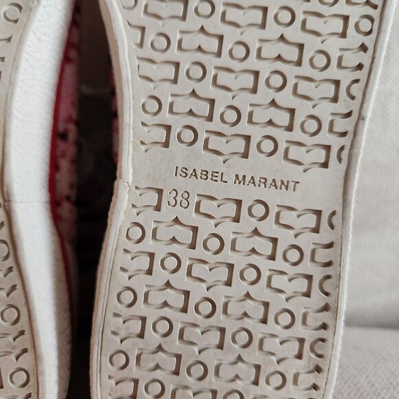 Isabel Marant Benkeen Red/Pink Tie-Dye Canvas High-Top Sneakers — US 7 - Picture 11 of 14